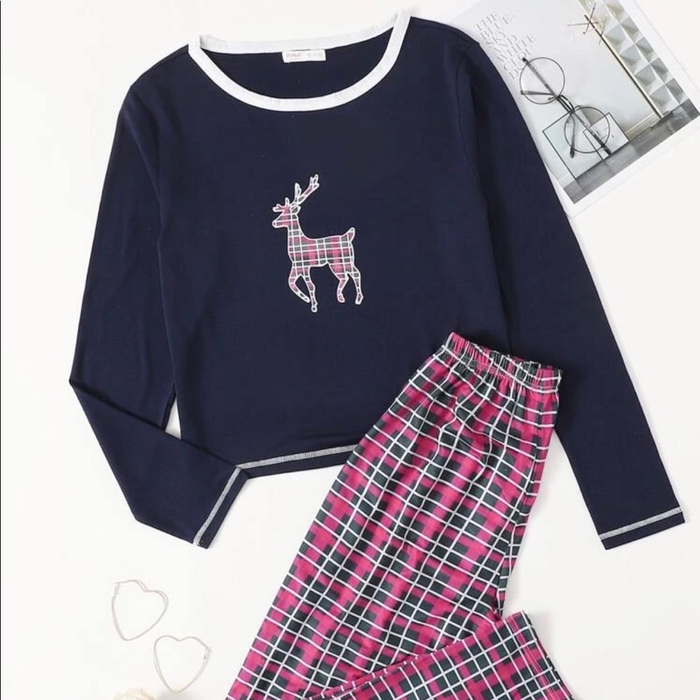 Deer and Plaid print PJ set